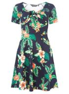 Dorothy Perkins Navy Tropical Fit And Flare Dress