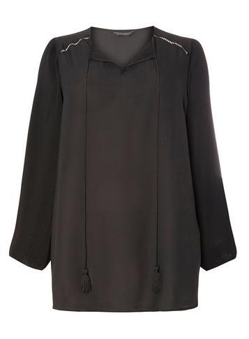 Dorothy Perkins Dp Curve Black Pleat Sleeve Top