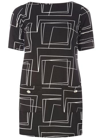 Dorothy Perkins Black Geometric Print Tunic Top