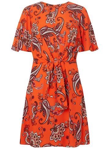 Dorothy Perkins Red Paisley Tie Front Skater Dress