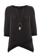 Dorothy Perkins *roman Originals Black Necklace Shimmer Top