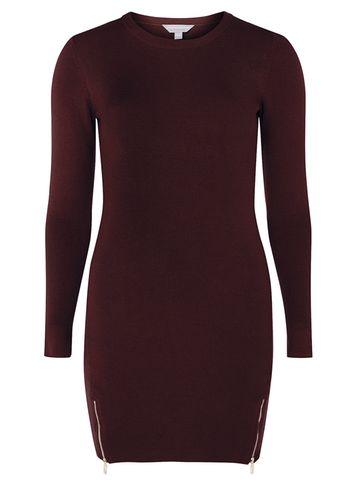Dorothy Perkins Petite Grape Zip Side Tunic Jumper