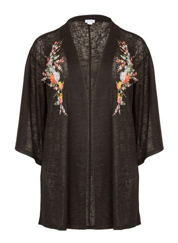 Dorothy Perkins *blue Vanilla Curve Black Embroidered Cardigan