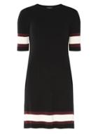 Dorothy Perkins Black Striped Sleeve And Hem Knitted Dress