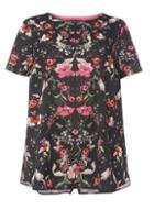 Dorothy Perkins Dp Curve Black Floral 2-in-1 Zip Back Soft Top