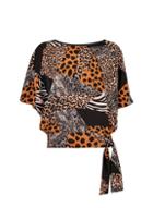 Dorothy Perkins Brown Animal Print Tie Hem Top