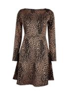 Dorothy Perkins *multi Coloured Animal Print Slash Neck Skater Dress