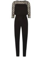 Dorothy Perkins *tall Black Spotted Mesh Jumpsuit