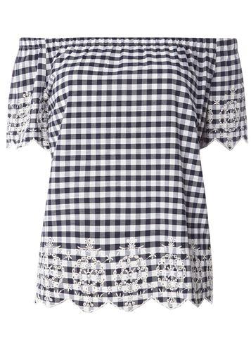 Dorothy Perkins Gingham Embroidered Bardot Top