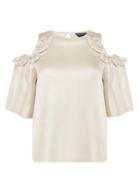 Dorothy Perkins Gold Yoryu Frill Cold Shoulder Top