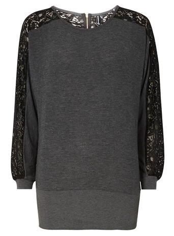 Dorothy Perkins *izabel London Dark Grey Lace Top