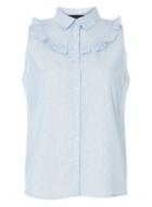 Dorothy Perkins Blue Spotted Textured Frill Shirt