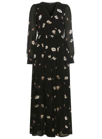 Dorothy Perkins *vero Moda Black Floral Print Chiffon Maxi Dress