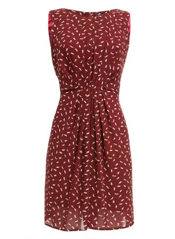 *tenki Maroon Floral Pleat Dress