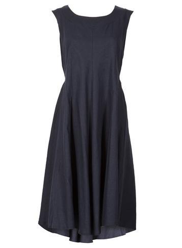 Dorothy Perkins *feverfish Navy Linen Pleat Skater Dress