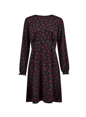 Dorothy Perkins Black Empire Floral Print Pleat Dress