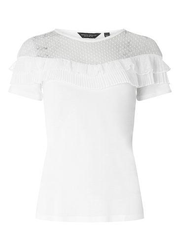 Dorothy Perkins Ivory Dobby Yoke Frill T-shirt
