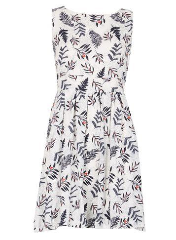 Dorothy Perkins *tenki White Leaf Skater Dress