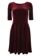 Dorothy Perkins *tall Red Velour Scoop Neck Tea Dress