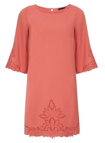 Dorothy Perkins Coral Cutwork Shift Dress