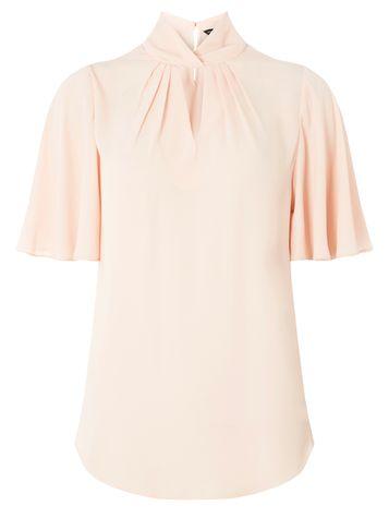 Dorothy Perkins Blush Twist Neck Flutter Top