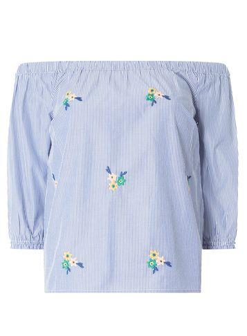 Dorothy Perkins Petite Blue Floral Striped Bardot Top