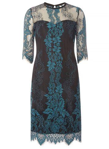 Dorothy Perkins *tall Teal Lace Bodycon Dress