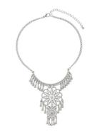Dorothy Perkins Silver Flower Drop Necklace