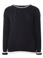 Dorothy Perkins Navy Tipped Cable Jumper