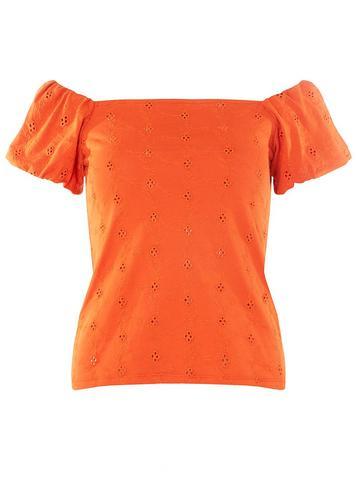 Dorothy Perkins Orange Broderie Bardot Top