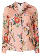 Dorothy Perkins Pink Satin Floral Print Pyjama Shirt