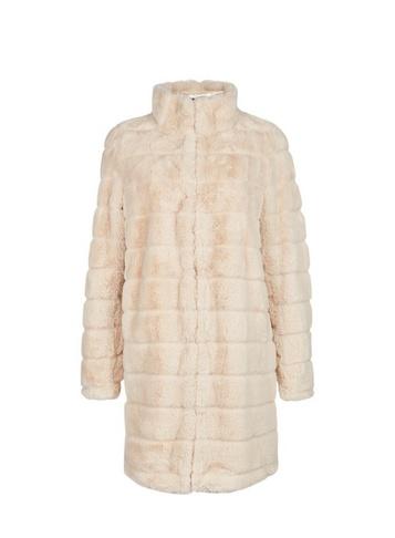 Dorothy Perkins Cream Longline Faux Fur Coat
