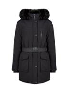 Dorothy Perkins Black Faux Fur Trim Hood Parka Coat