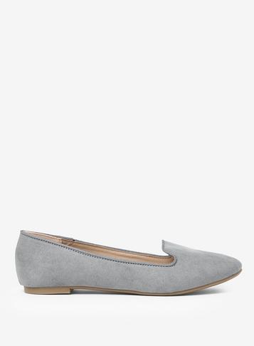 Dorothy Perkins Grey Microfibre Panda Ballerina Pumps