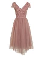 Dorothy Perkins *chi Chi London Mink 3d Floral Midi Prom Dress