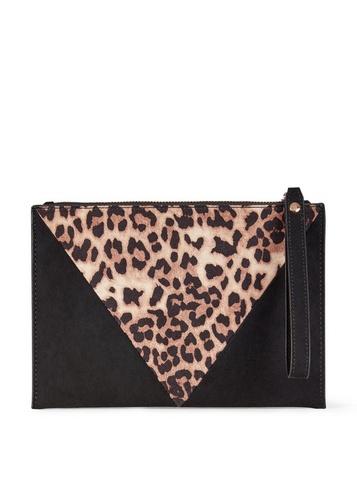 Dorothy Perkins Multi Coloured Leopard Print Panel Wristlet Clutch Bag