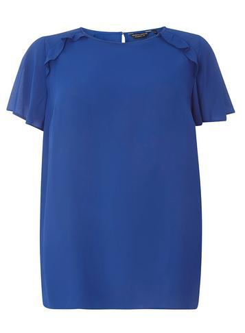 Dorothy Perkins Dp Curve Cobalt Ruffle Soft Top