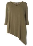 Dorothy Perkins Dp Curve Khaki Asymmetric Hem T-shirt