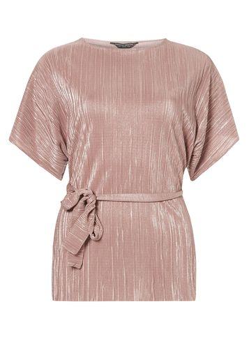 Dorothy Perkins Pink Shimmer Plisse Belt Top