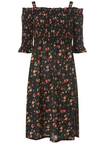 Dorothy Perkins Black Floral Sheered Midi Shift Dress