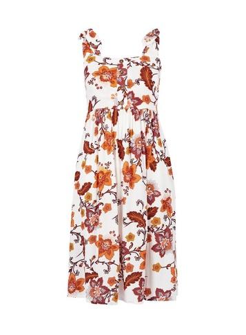 Dorothy Perkins Petite White Floral Print Crinkle Camisole Dress