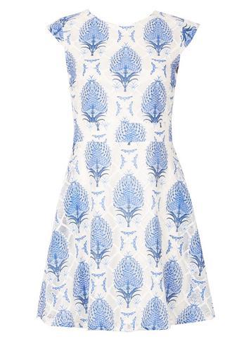 Dorothy Perkins *tenki Blue Pineapple Lace Skater Dress