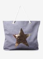 Dorothy Perkins *southbeach Navy Sequin Star Rope Shopper Bag