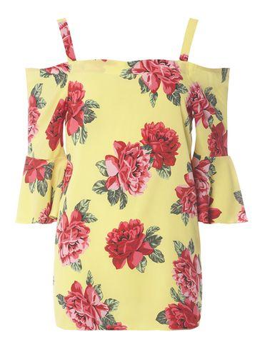 Dorothy Perkins *tall Floral Rose Cold Shoulder Top