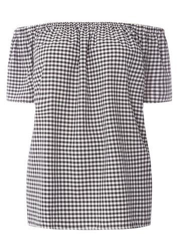 Dorothy Perkins Dp Curve Monochrome Gingham Bardot Top