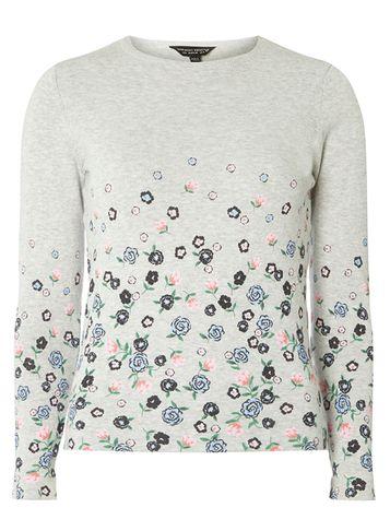 Dorothy Perkins Grey Rose Print Jumper