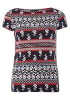 Dorothy Perkins Navy And Orange Floral Tee