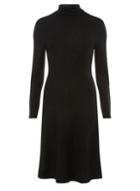 Dorothy Perkins *tall Black Brushed Popper Sleeve Skater Dress