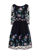 Dorothy Perkins *chi Chi London Navy Floral Embroidered Dress