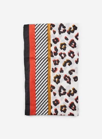 Dorothy Perkins White Leopard Print Stripe Scarf